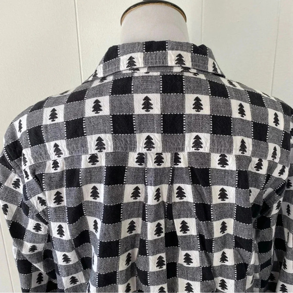 VTG Westbound Black White Gingham Plaid Button Front Shirt Christmas tree Size L - Picture 7 of 12